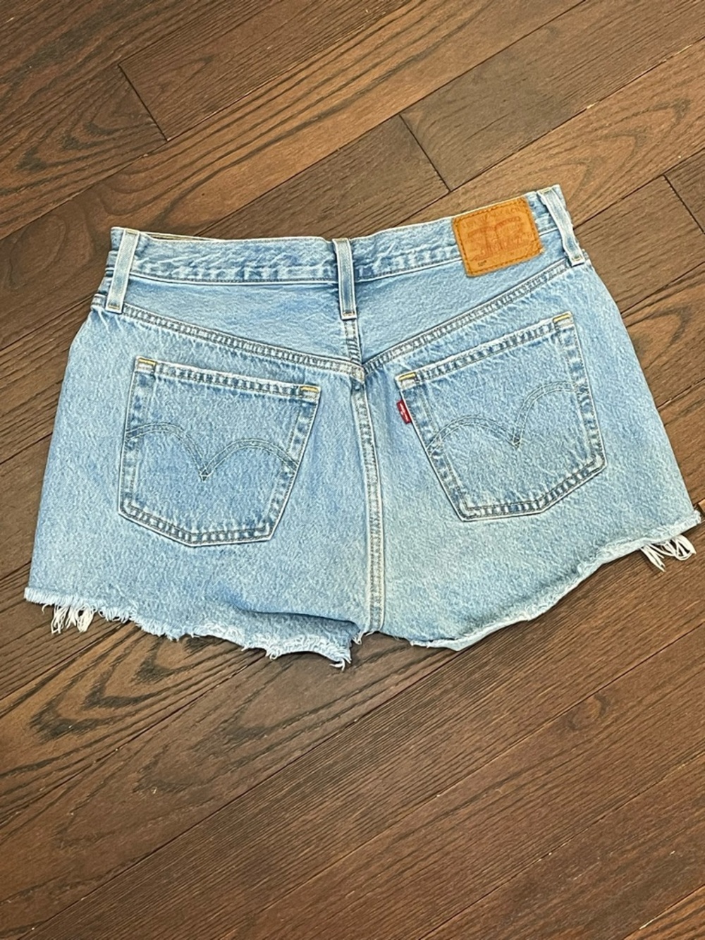 Levi's 501 button front Light Blue Distressed Denim Cutoff Shorts - Picture 11 of 11